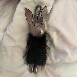 Kendall + Kylie Metallic Bunny Keychain with Black Fur